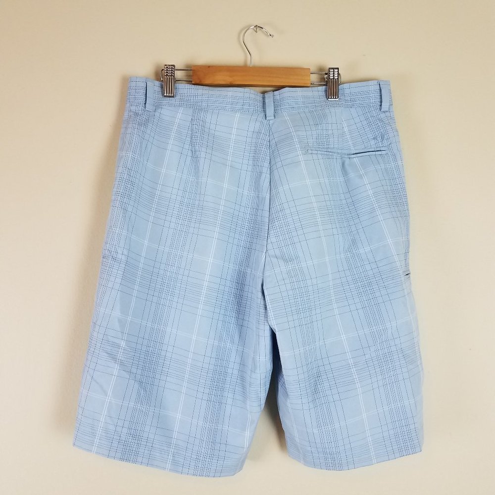 Grand Slam Light Blue Plaid Flat Front Golf Shorts - Picture 5 of 11